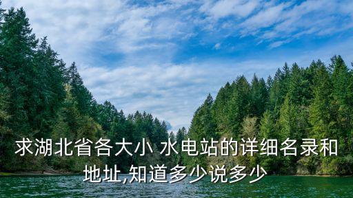 求湖北省各大小 水電站的詳細(xì)名錄和地址,知道多少說多少