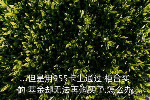 ...但是用955卡上通過 柜臺(tái)買的 基金卻無法再購買了.怎么辦