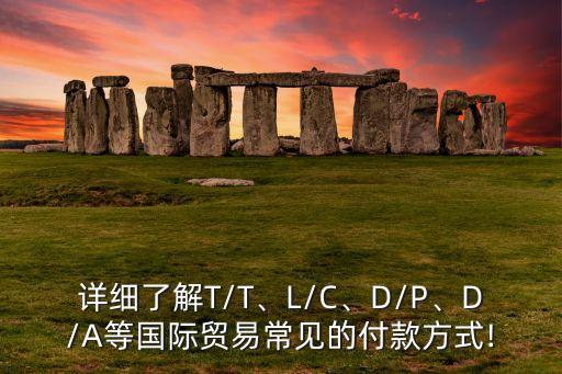 詳細(xì)了解T/T、L/C、D/P、D/A等國(guó)際貿(mào)易常見(jiàn)的付款方式!