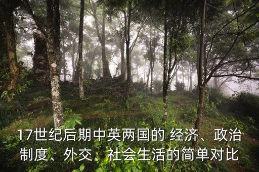 17世紀(jì)后期中英兩國的 經(jīng)濟、政治制度、外交、社會生活的簡單對比