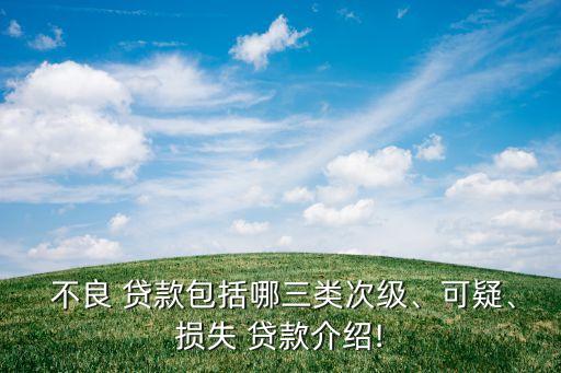  不良 貸款包括哪三類次級(jí)、可疑、損失 貸款介紹!
