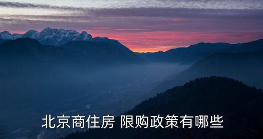  北京商住房 限購(gòu)政策有哪些