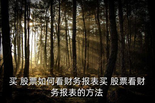 買(mǎi) 股票如何看財(cái)務(wù)報(bào)表買(mǎi) 股票看財(cái)務(wù)報(bào)表的方法