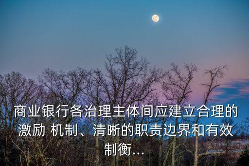  商業(yè)銀行各治理主體間應(yīng)建立合理的 激勵(lì) 機(jī)制、清晰的職責(zé)邊界和有效制衡...