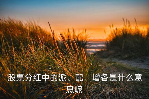  股票分紅中的派、配、增各是什么意思呢