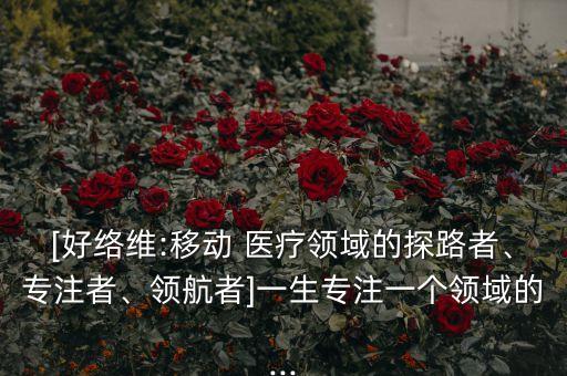 [好絡(luò)維:移動(dòng) 醫(yī)療領(lǐng)域的探路者、專注者、領(lǐng)航者]一生專注一個(gè)領(lǐng)域的...
