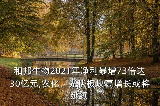 和邦生物2021年凈利暴增73倍達(dá)30億元,農(nóng)化、光伏板塊高增長或?qū)⒀永m(xù)