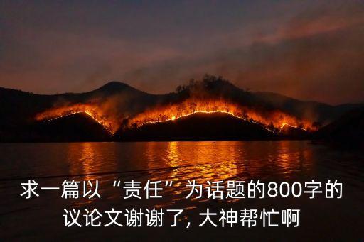 求一篇以“責(zé)任”為話(huà)題的800字的議論文謝謝了, 大神幫忙啊