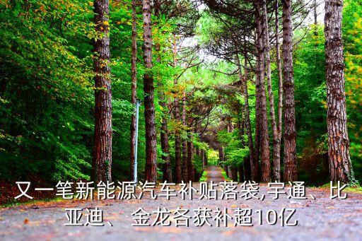 又一筆新能源汽車補貼落袋,宇通、比亞迪、 金龍各獲補超10億