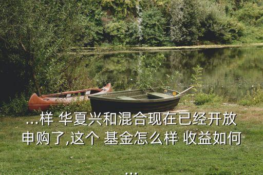 ...樣 華夏興和混合現在已經開放申購了,這個 基金怎么樣 收益如何...