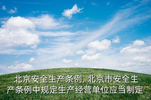  北京安全生產(chǎn)條例, 北京市安全生產(chǎn)條例中規(guī)定生產(chǎn)經(jīng)營單位應當制定