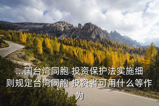 ...國(guó)臺(tái)灣同胞 投資保護(hù)法實(shí)施細(xì)則規(guī)定臺(tái)灣同胞 投資者可用什么等作為