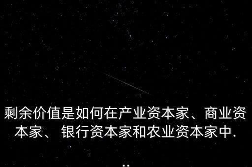 剩余價(jià)值是如何在產(chǎn)業(yè)資本家、商業(yè)資本家、 銀行資本家和農(nóng)業(yè)資本家中...