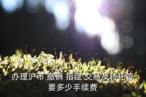 辦理滬市 撤銷(xiāo) 指定 交易及轉(zhuǎn)托管要多少手續(xù)費(fèi)