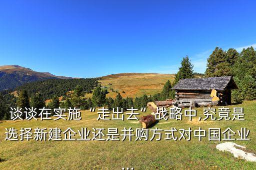 談?wù)勗趯?shí)施“走出去”戰(zhàn)略中,究竟是選擇新建企業(yè)還是并購方式對(duì)中國企業(yè)...
