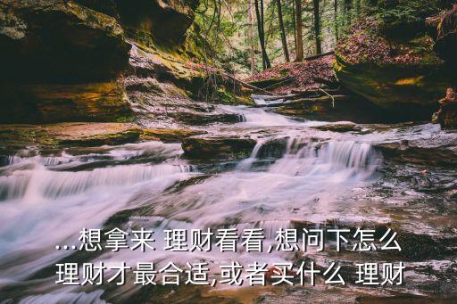 ...想拿來(lái) 理財(cái)看看,想問(wèn)下怎么 理財(cái)才最合適,或者買(mǎi)什么 理財(cái)