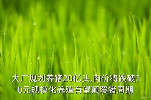 大廠規(guī)劃養(yǎng)豬20億頭,肉價將跌破10元規(guī)?；B(yǎng)殖有望顛覆豬周期
