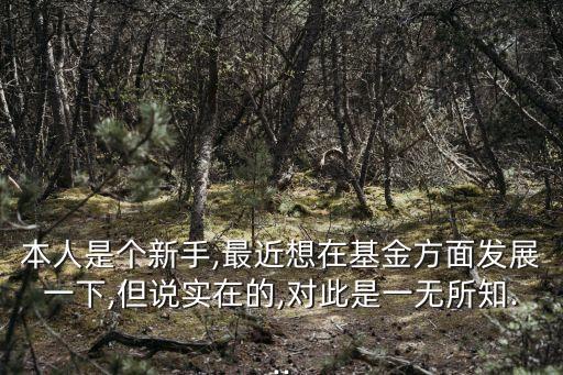 本人是個(gè)新手,最近想在基金方面發(fā)展一下,但說實(shí)在的,對此是一無所知...