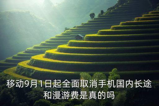 移動9月1日起全面取消手機國內長途和漫游費是真的嗎
