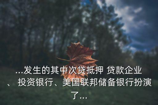 在美國進(jìn)行投資貸款的機構(gòu)