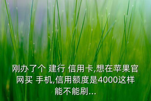 剛辦了個 建行 信用卡,想在蘋果官網(wǎng)買 手機,信用額度是4000這樣能不能刷...