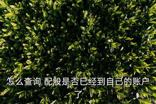 怎么查詢 配股是否已經到自己的賬戶了