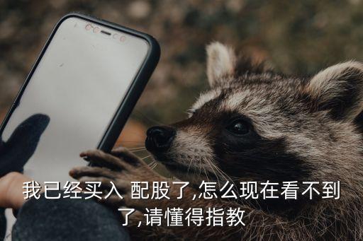 我已經買入 配股了,怎么現在看不到了,請懂得指教
