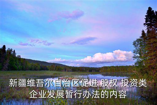 新疆維吾爾自治區(qū)促進 股權 投資類企業(yè)發(fā)展暫行辦法的內容